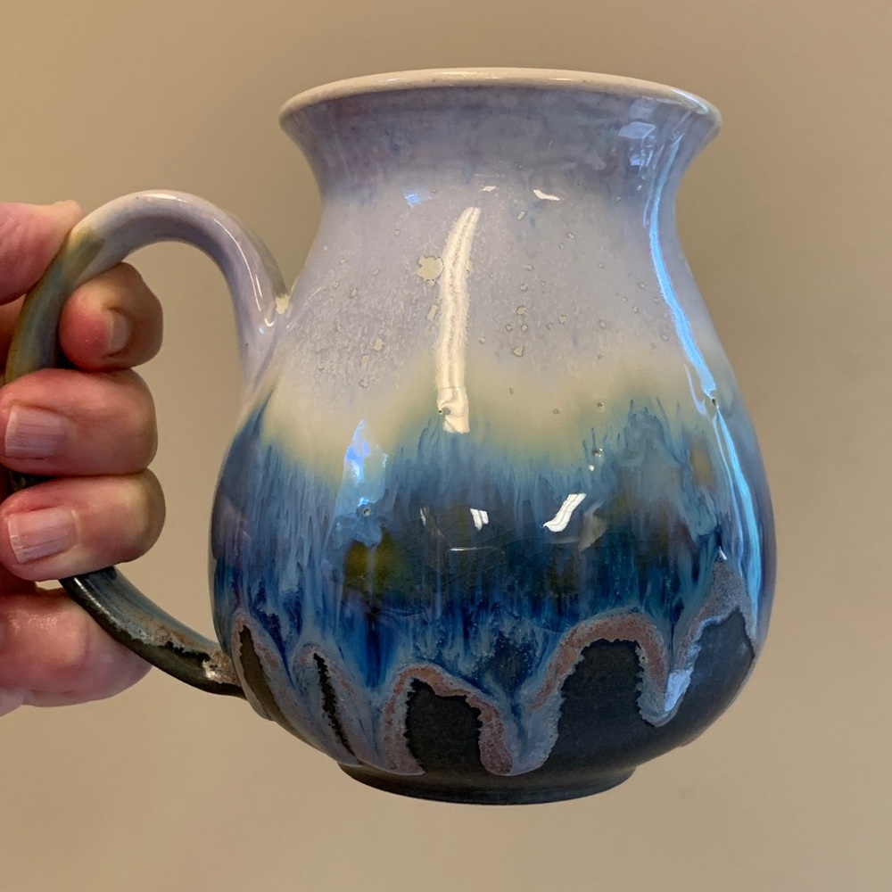 Handmade Elegant Blue and Cream Ceramic Mug